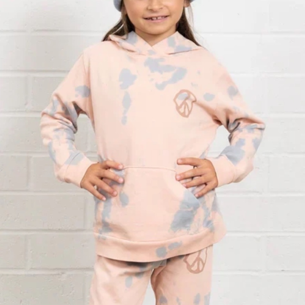 Tiny Whales NWT head in the clouds sweatshirt pink long sleeve peace sign 12/14